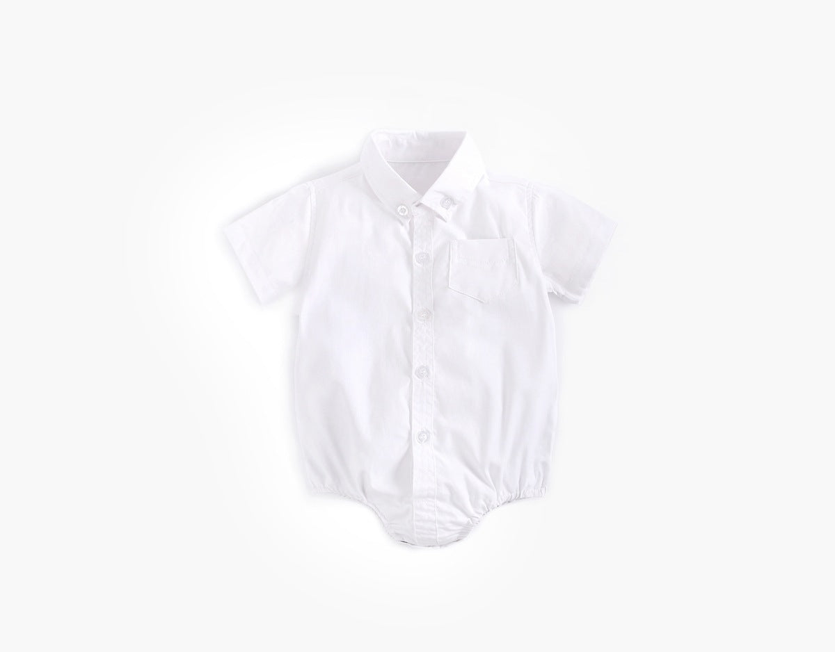 Baby Boy Solid Color Buttoned Shirt With Pockets Short Sleeve Onesies Online In Summer, MyKids-USA®, Baby One-Pieces, MyKids-USA -  -  -  -  -  -  - 