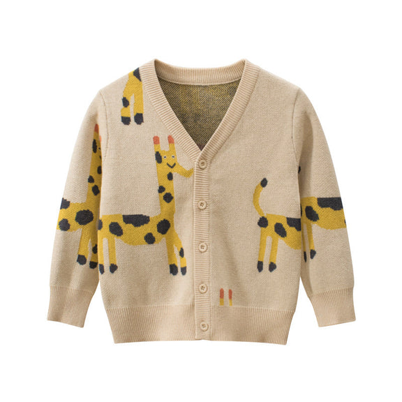 Baby Cartoon Deer Pattern Single Breasted Design V-Neck Cardigan, MyKids-USA®, Baby & Toddler Outerwear, MyKids-USA -  -  -  -  -  -  - 