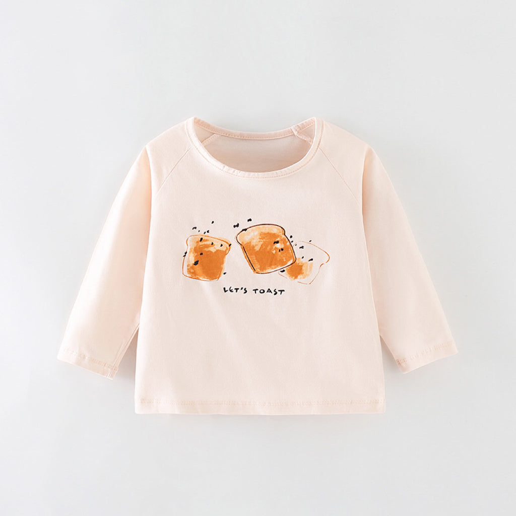 Baby Boy And Girl Bread Pattern Soft Cotton O-Neck Shirt, MyKids-USA®, Baby & Toddler Outerwear, MyKids-USA - Size/Age - 90 (12-24M) - Color - Pink -  -  - JM22072716014