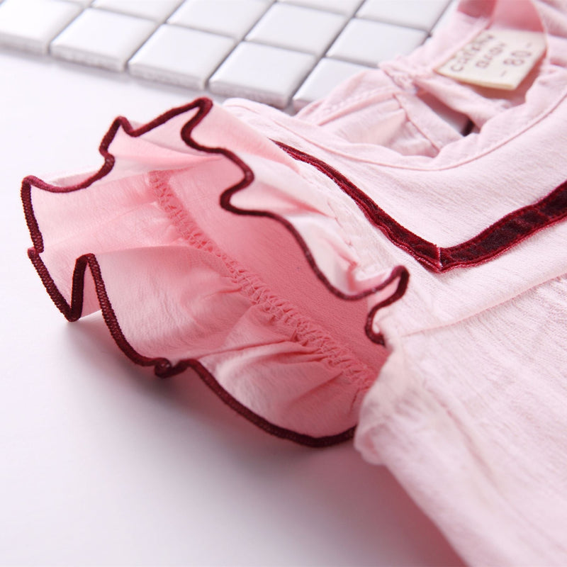 Baby 1pcs Contrast Tape Patched Frill Trim Sleeveless Onesies & Hat, MyKids-USA®, Baby One-Pieces, MyKids-USA -  -  -  -  -  -  - 