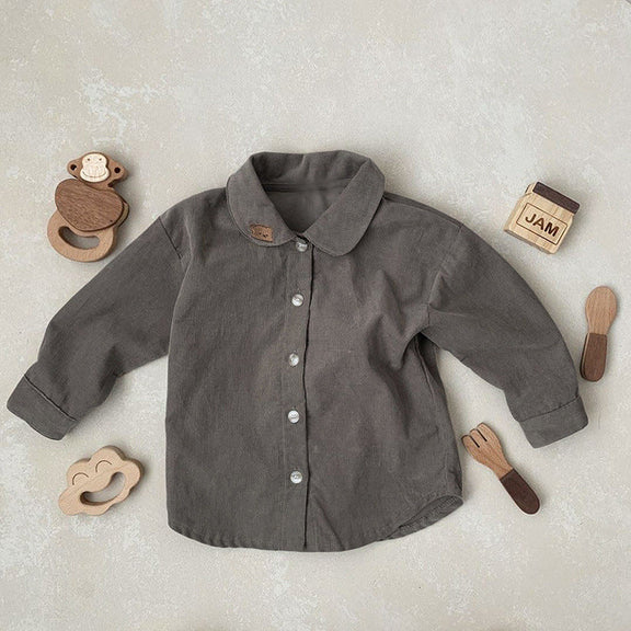 Baby Boy Solid Color Bear Patched Pattern Single Breasted Design Lapel Long Sleeves Shirt, MyKids-USA®, Baby & Toddler Outerwear, MyKids-USA - Size/Age - 73 (6-9M) - Color - Coffee -  -  - JM2206271357