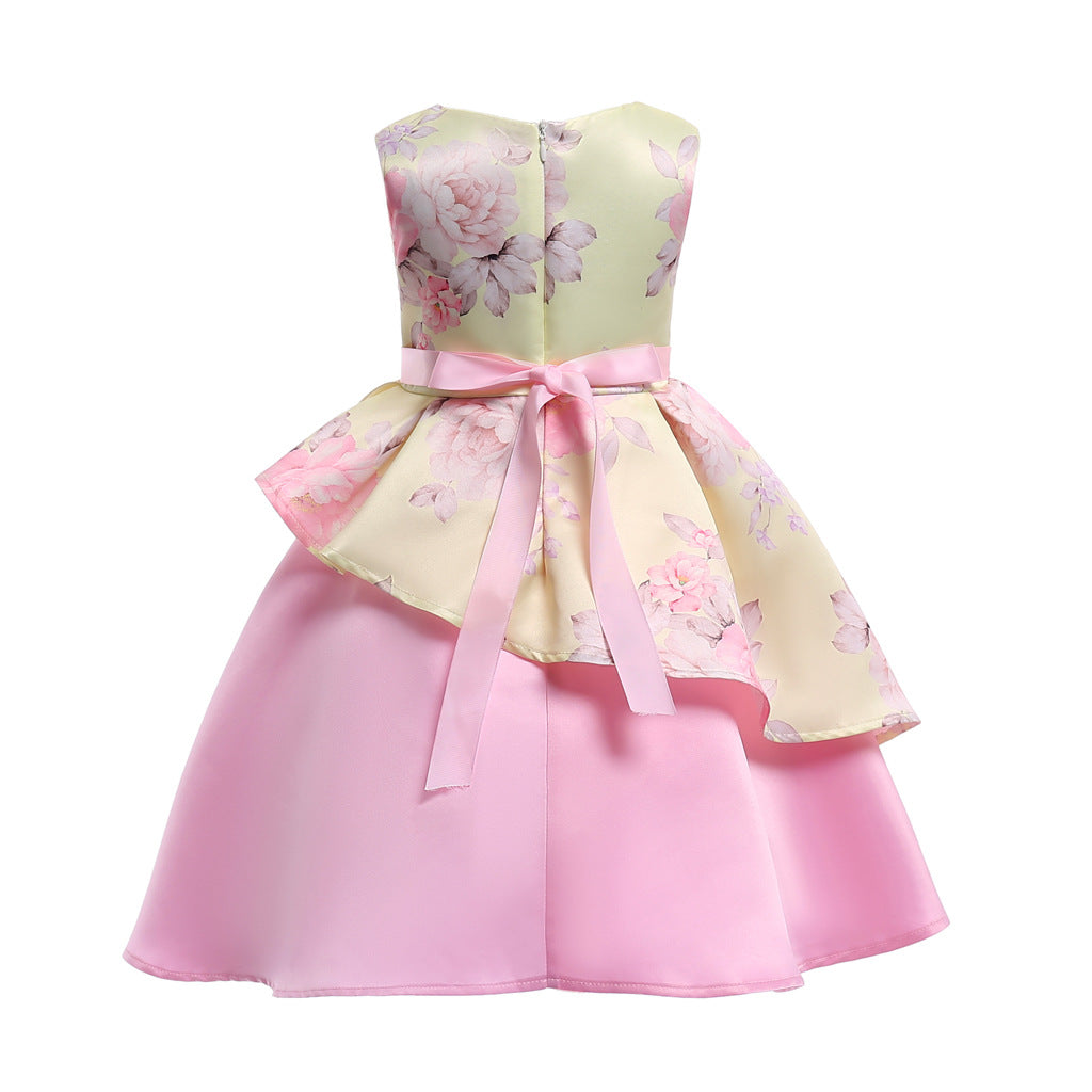 Baby Girl Floral Pattern Bow Tie Princess Tutu Dress Formal Dress, MyKids-USA®, Baby & Toddler Dresses, MyKids-USA -  -  -  -  -  -  - 