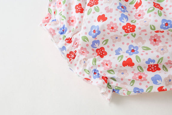 Baby Girls Floral Print Pattern With Bow Tie Design Round Collar Sleeveless Princess Newborn Onesies Dress, MyKids-USA®, Baby & Toddler Outerwear, MyKids-USA -  -  -  -  -  -  - 