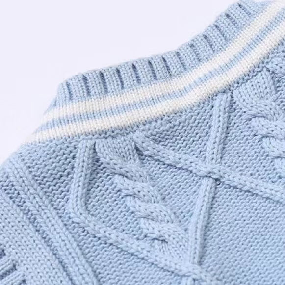 Baby Crochet Knitting Pattern Striped V-Neck Design College Style Sleeveless Vest Sweater, MyKids-USA®, Baby & Toddler Outerwear, MyKids-USA -  -  -  -  -  -  - 