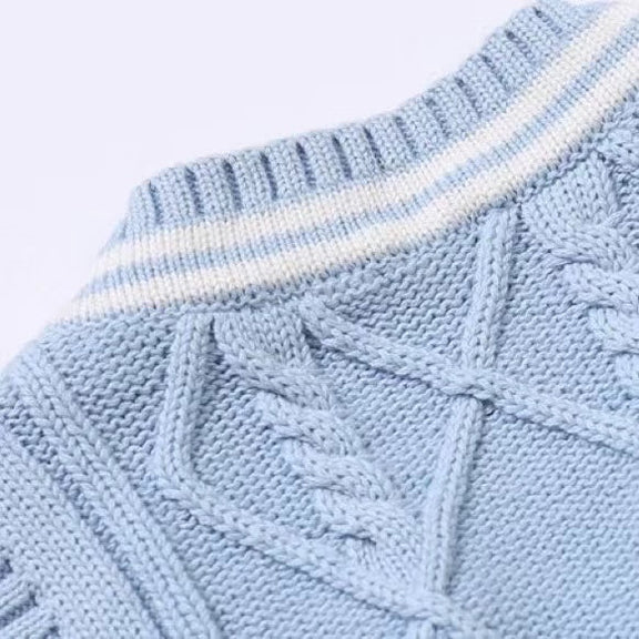 Baby Crochet Knitting Pattern Striped V-Neck Design College Style Sleeveless Vest Sweater, MyKids-USA®, Baby & Toddler Outerwear, MyKids-USA -  -  -  -  -  -  - 