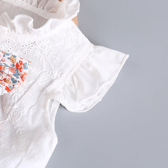 Baby Girl Embroidery Pattern Round Neck Mullet Design Sleeveless Cardigan Onesies With Bow Decorations, MyKids-USA®, Baby & Toddler Outerwear, MyKids-USA -  -  -  -  -  -  - 