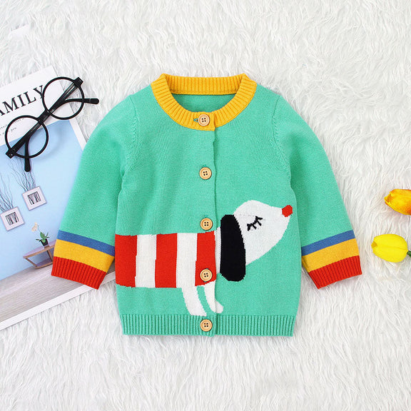 Baby Cartoon Dog Pattern Colorful Contrast Design Cardigan, MyKids-USA®, Baby & Toddler Outerwear, MyKids-USA -  -  -  -  -  -  - 