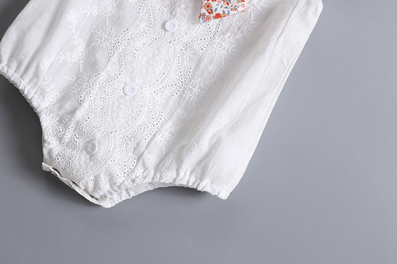 Baby Girl Embroidery Pattern Round Neck Mullet Design Sleeveless Cardigan Onesies With Bow Decorations, MyKids-USA®, Baby & Toddler Outerwear, MyKids-USA -  -  -  -  -  -  - 