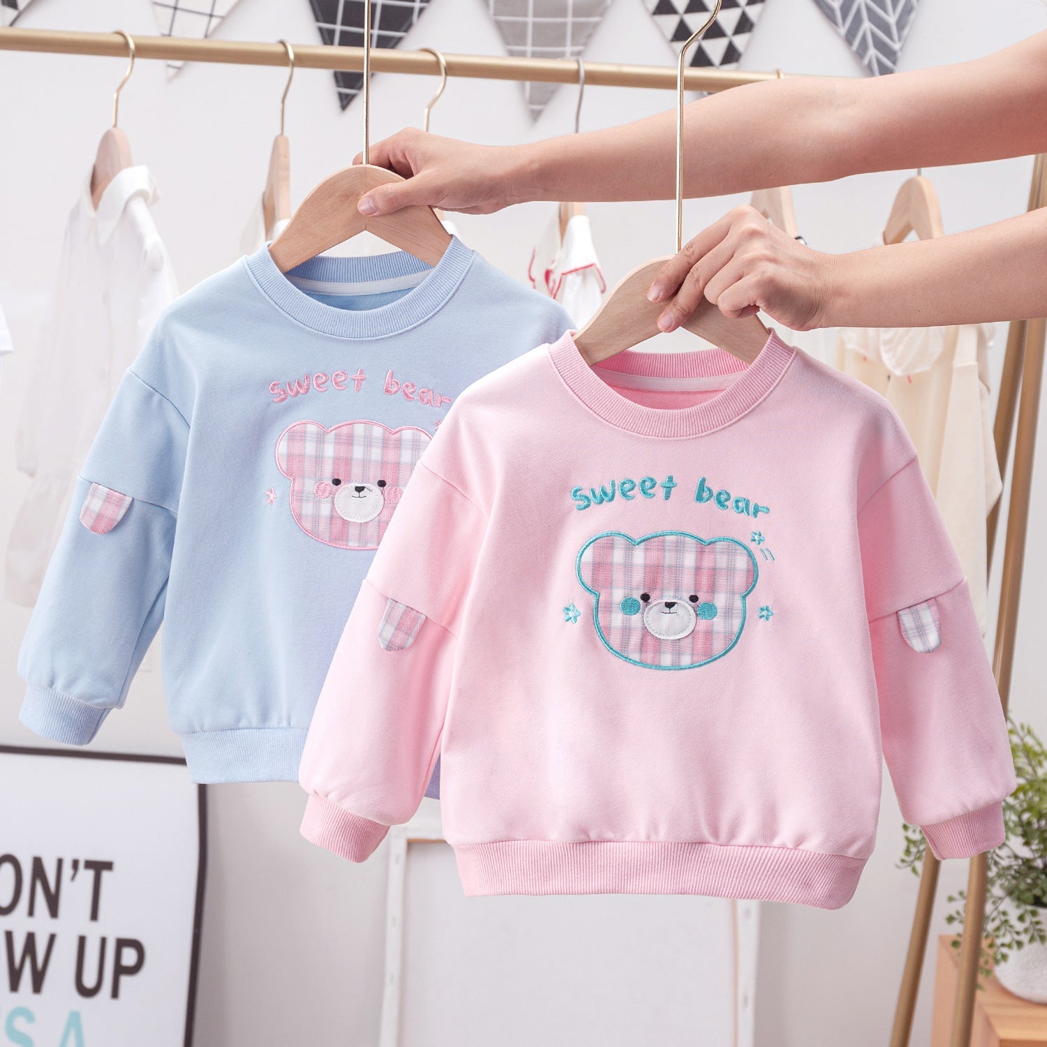 Baby Cartoon Bear Patched Graphic Kids Valentine’ Day Clothes Pullover Hoodies, MyKids-USA®, Baby & Toddler Outerwear, MyKids-USA -  -  -  -  -  -  - 