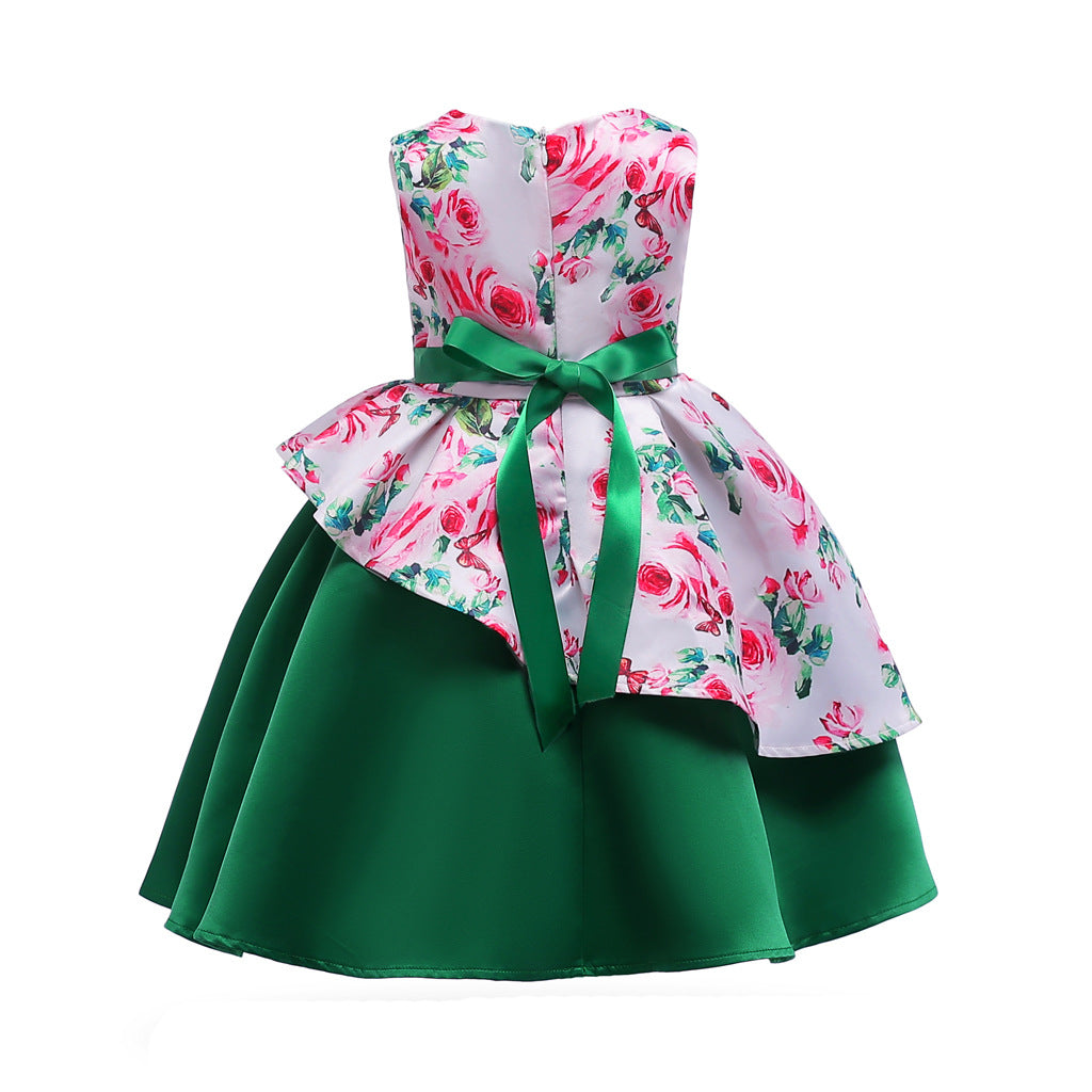 Baby Girl Floral Pattern Bow Tie Princess Tutu Dress Formal Dress, MyKids-USA®, Baby & Toddler Dresses, MyKids-USA -  -  -  -  -  -  - 