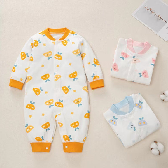 Baby Cartoon Pattern Button Front Design Long Sleeves Cotton Romper, MyKids-USA®, Baby & Toddler Sleepwear, MyKids-USA -  -  -  -  -  -  - 