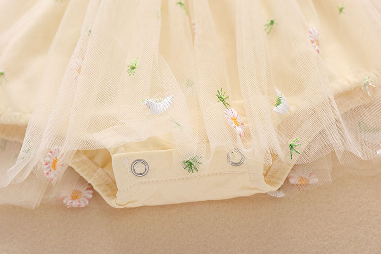 Baby Girl Embroidery Daisy Short-Sleeved Round Collar Dress, MyKids-USA®, Baby & Toddler Outfits, MyKids-USA -  -  -  -  -  -  - 