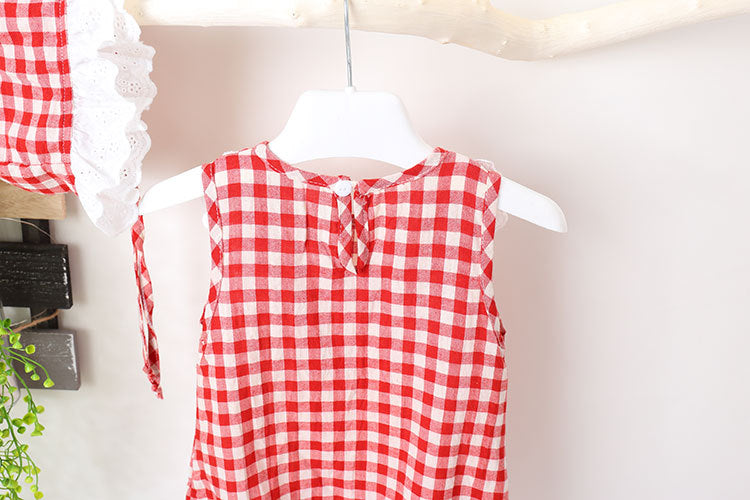 Baby Girl Grid Pattern Ruffles Collar Sleeveless Romper, MyKids-USA®, Baby & Toddler Outfits, MyKids-USA -  -  -  -  -  -  - 
