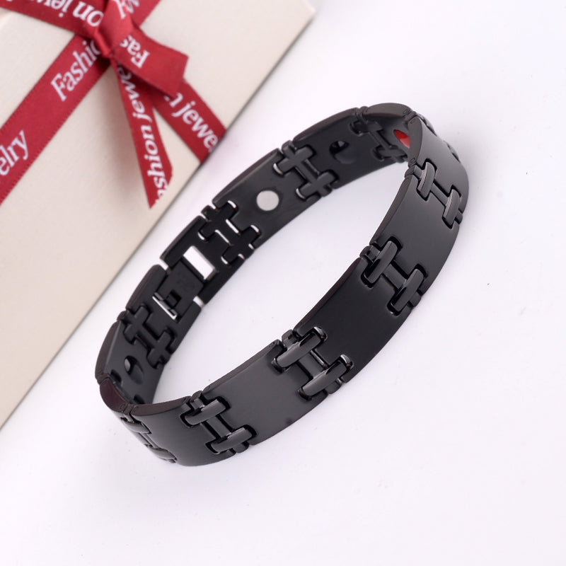 4-in-1 stainless steel energy bracelet with magnets and negative ions