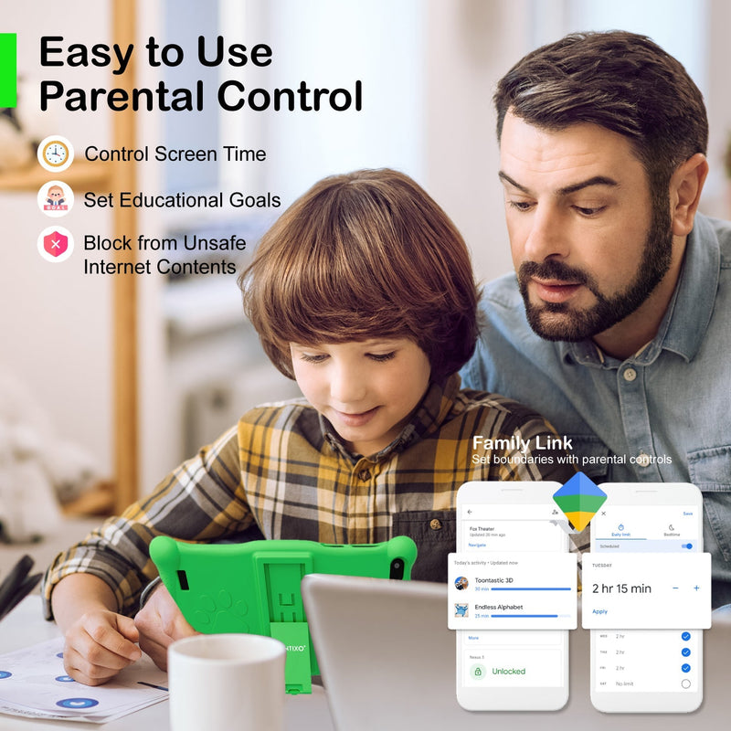 Contixo V10 7″ Kids Tablet Bundle with Bluetooth Headphones, Tablet Bag & Stylus