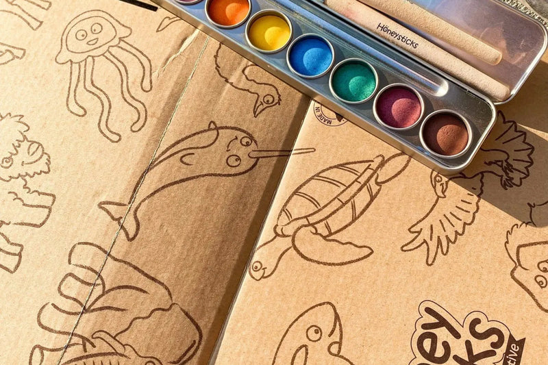 Watercolor Art & Animal Coloring Set – by Honeysticks USA (Ages 3+)